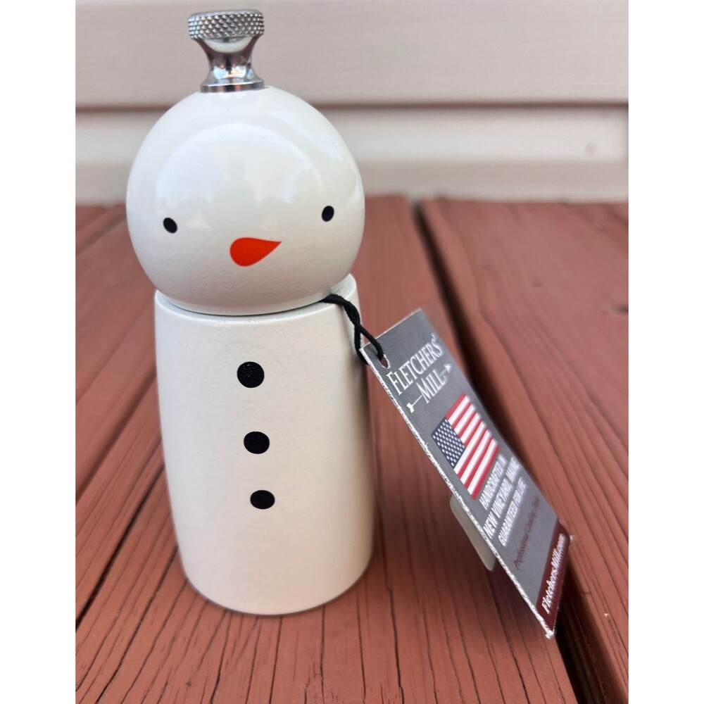 Williams Sonoma Fletchers Mill Snowman Christmas Pepper Mill Grinder NWT